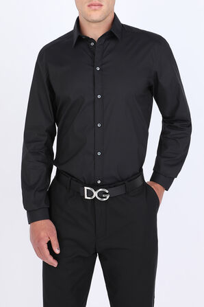 DG Logo Belt in Black Leather DOLCE & GABBANA